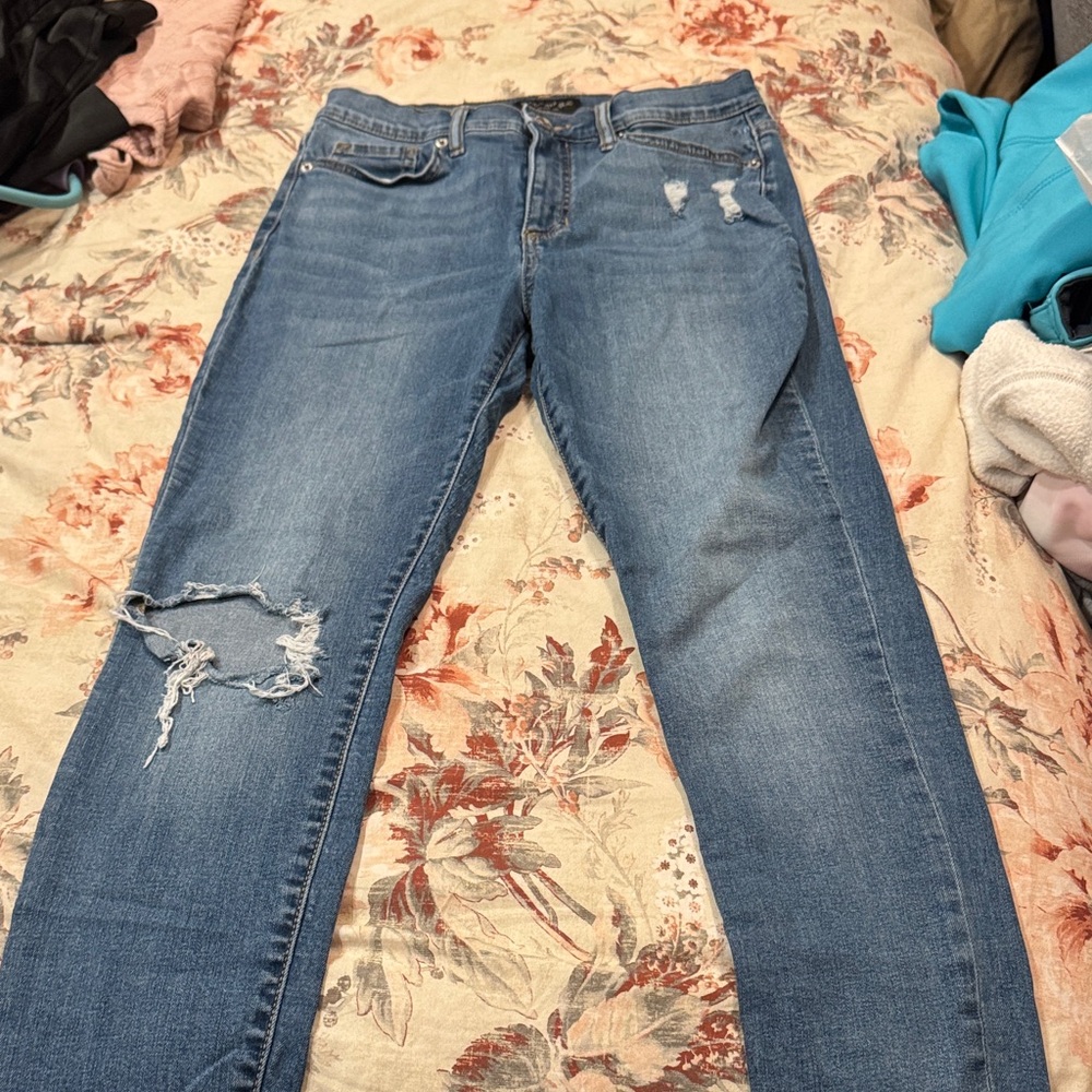 Banana Republic Women's Blue Distressed Skinny Jeans